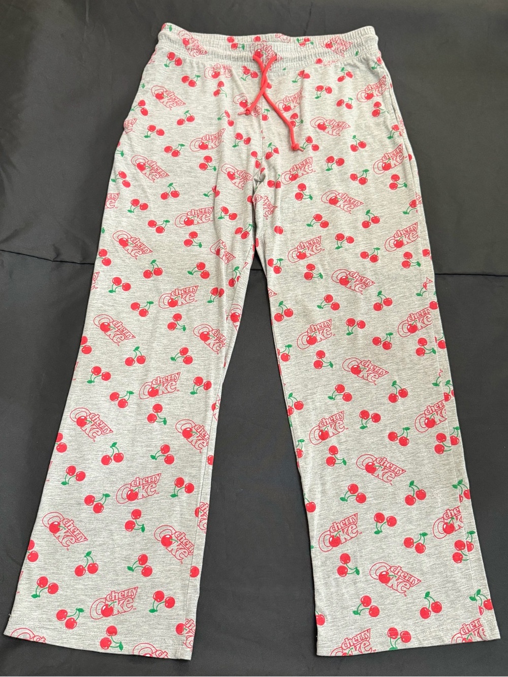Coca-Cola Gray Pajama Pants with Red Cherry Print